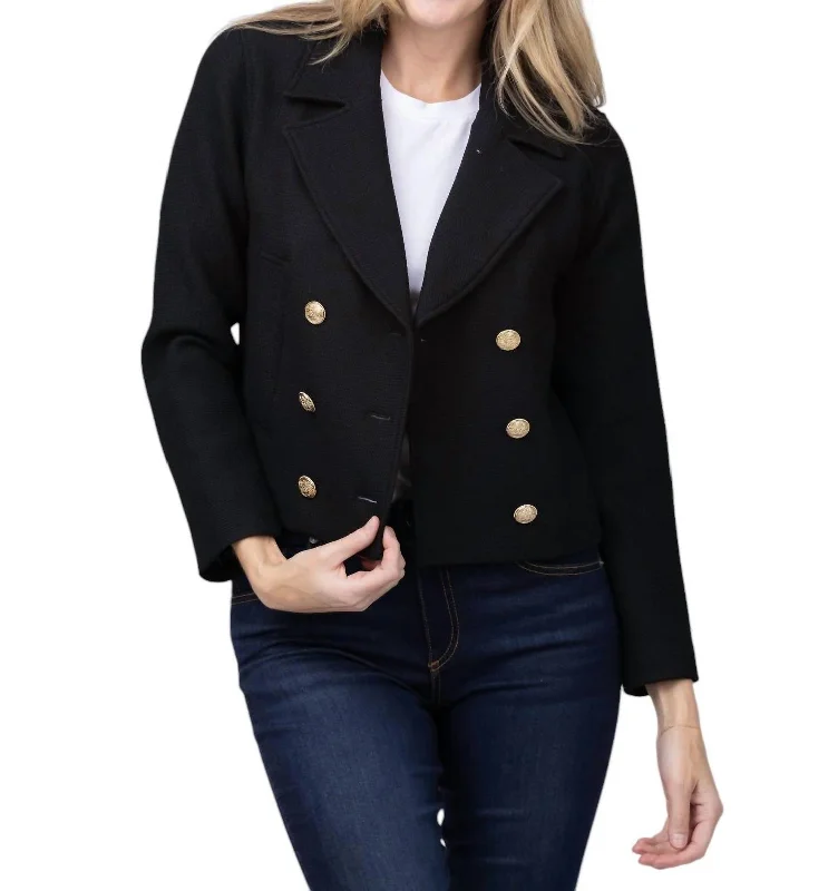 Women's Occasion Wear Clothes Double Breasted Jacket In Black