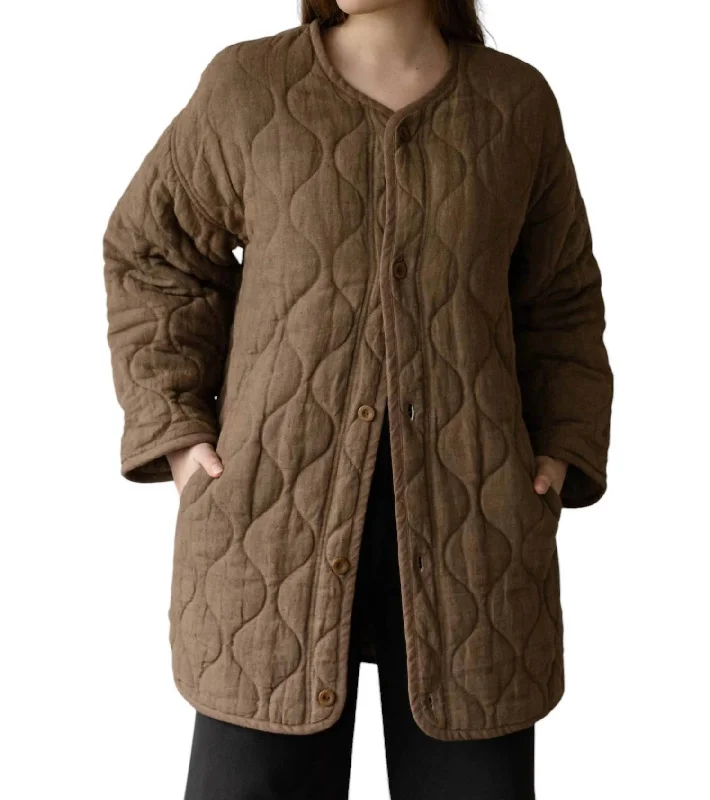 Women's Work Outfit Quilted Coat In Cocoa