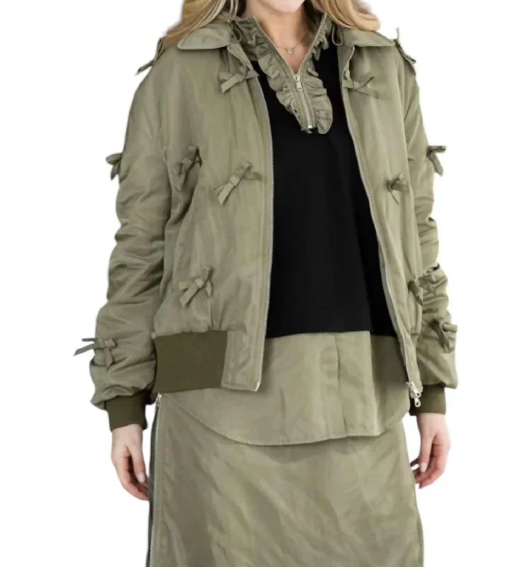 Women's Vintage-Inspired Outfit Judith Bomber Jacket In Olive Green