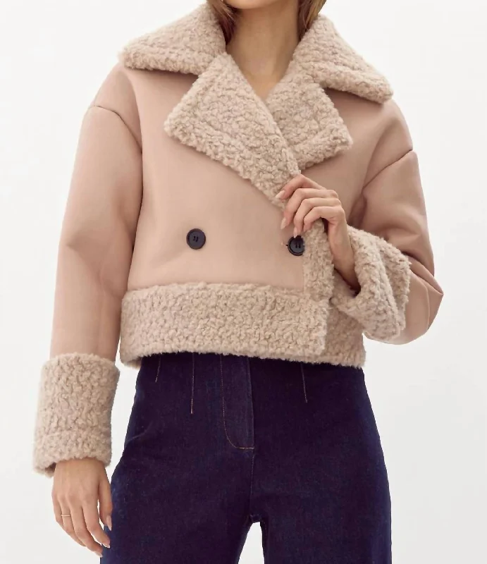 Must-Have Clothing Styles Now At Incredible Discounts Devin Faux Shearling Leather Jacket In Pink