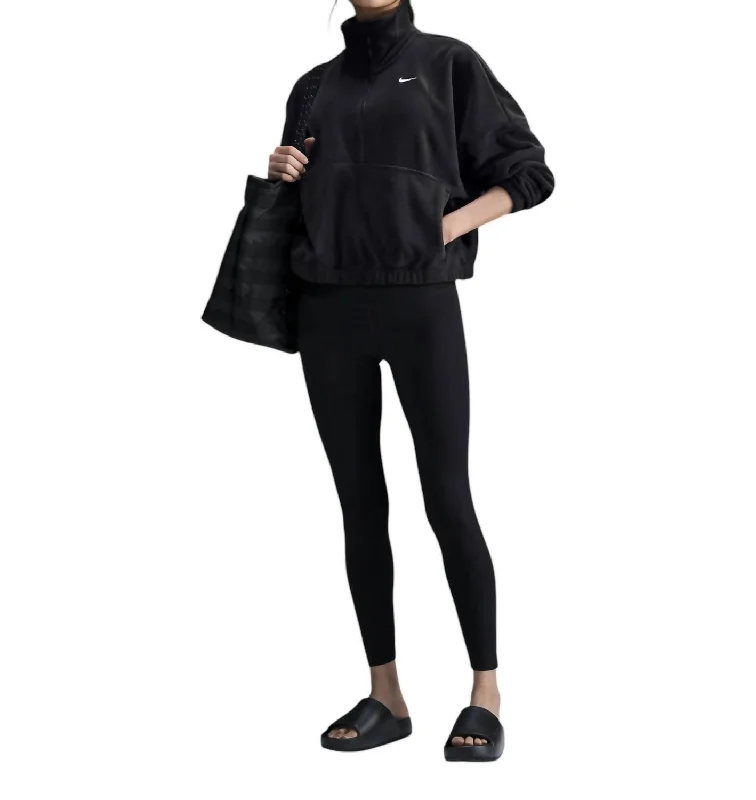 Limited-Stock Clothing Sale – Shop Before It's Too Late Women's One Therma-Fit Oversized 1/2-Zip Fleece Jacket In Black/white