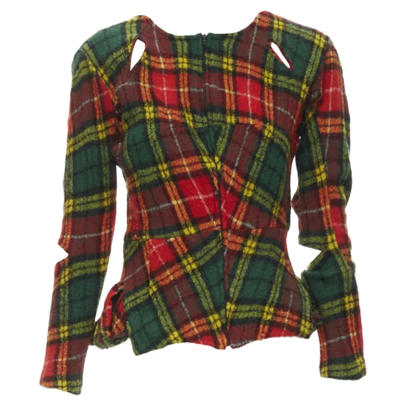 Women's Outfit Junya Watanabe punk plaid boiled wool cut out jacket