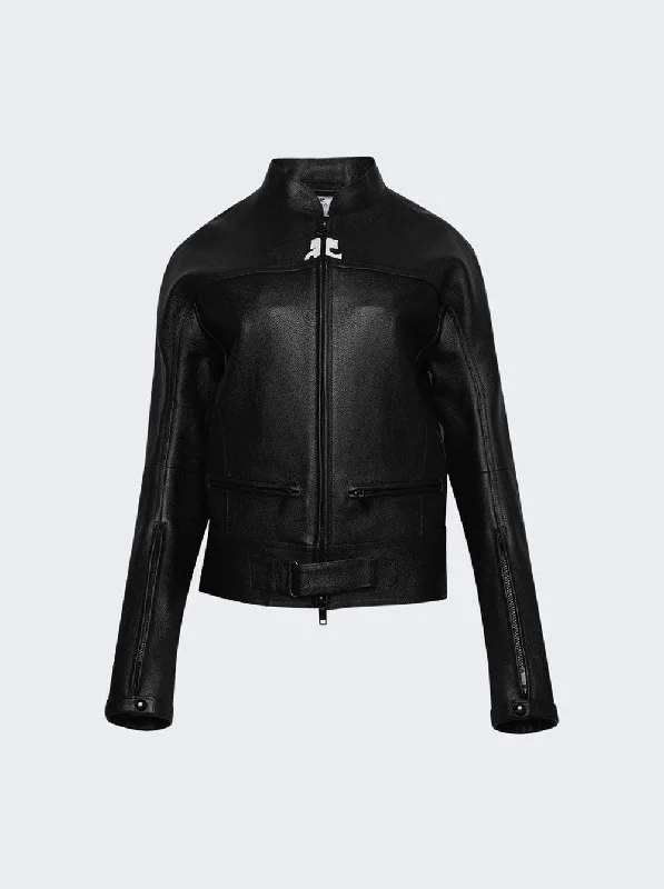 Chic Women's Outfit Scuba Leather Bomber Jacket