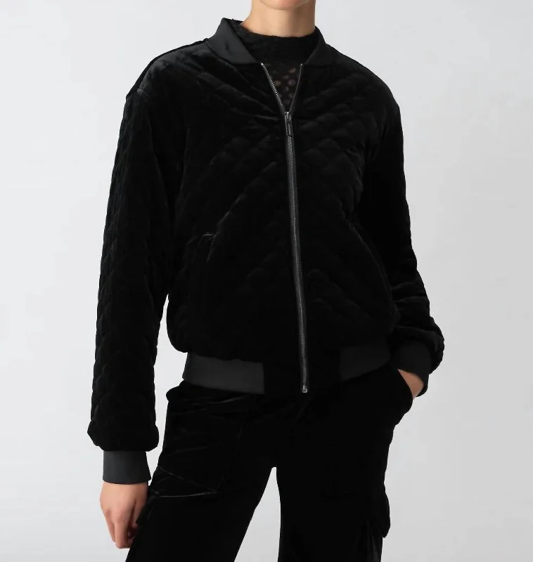 Women's Athletic Outfit Mona Velvet Bomber Jacket In Black