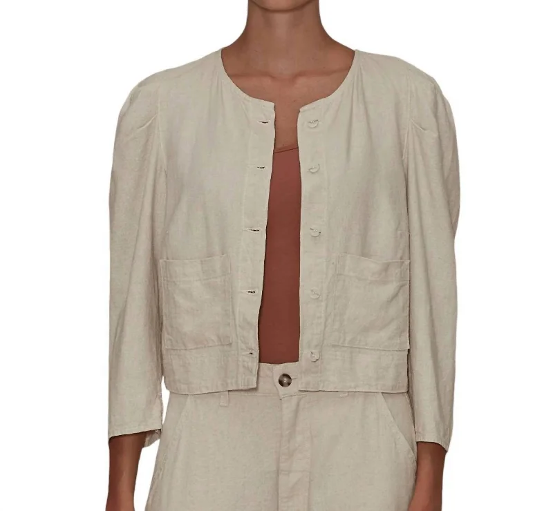 Plus-Size Women's Clothing Linen Sienna Jacket In Sand