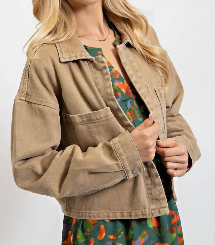 Women's Garments Courtney Crop Jacket In Khaki