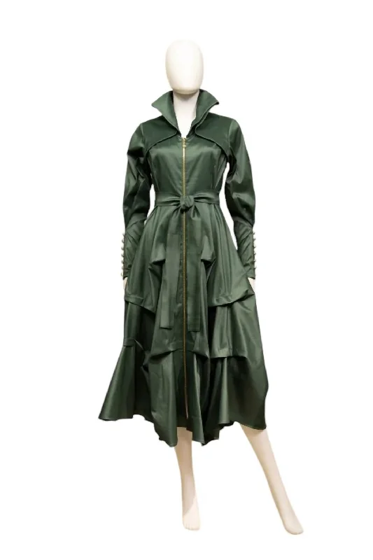 Sustainable Women's Clothes Dress Coat In Night Green