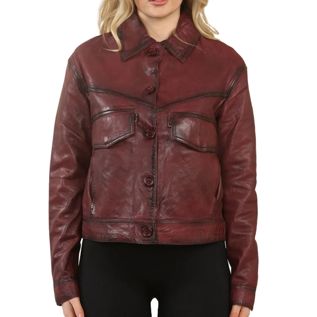 Women's Evening Garments Retro Classic Collar Biker Leather Jacket