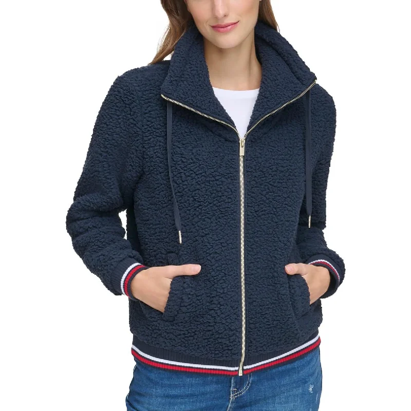 Women's Casual Outfit Womens Ribbed Trim  Fleece Fleece Jacket