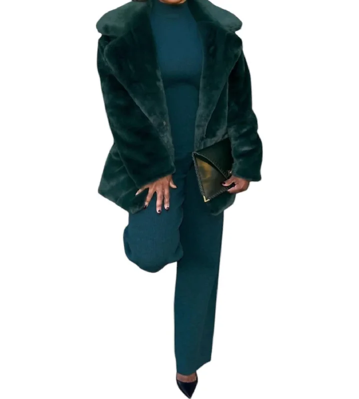 Women's Fashion Clothes Vienna Faux Fur Coat In Green