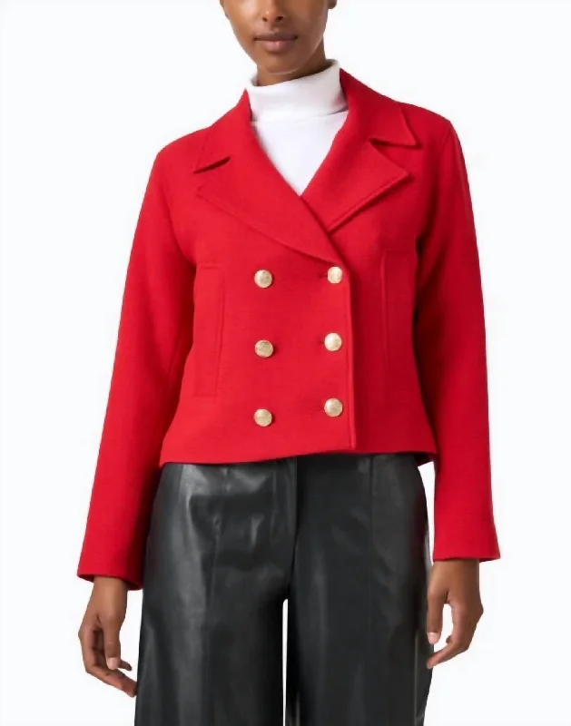 High-Fashion Women's Clothing Double Breasted Jacket In Red