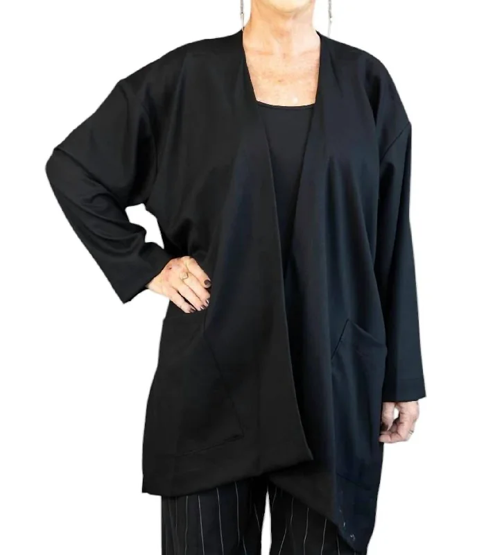 Comfortable Garments For Women Boxy Kimono Jacket In Black