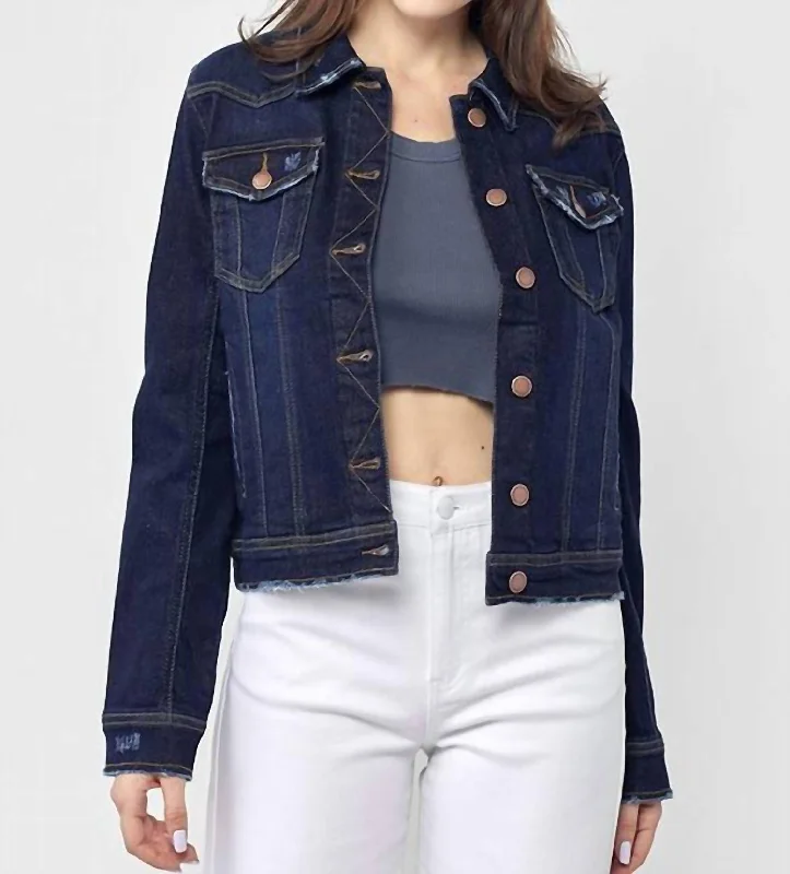 Women's Vintage Clothes Classic Denim Jacket In Dark Wash