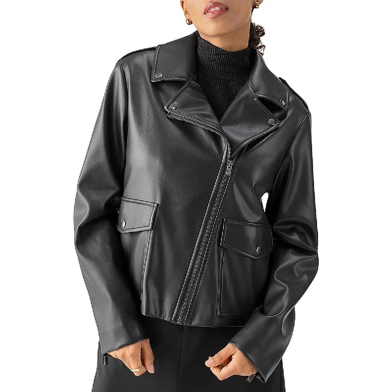 Women's Elegant Outfit Womens Asymmetric Faux Leather Leather Jacket