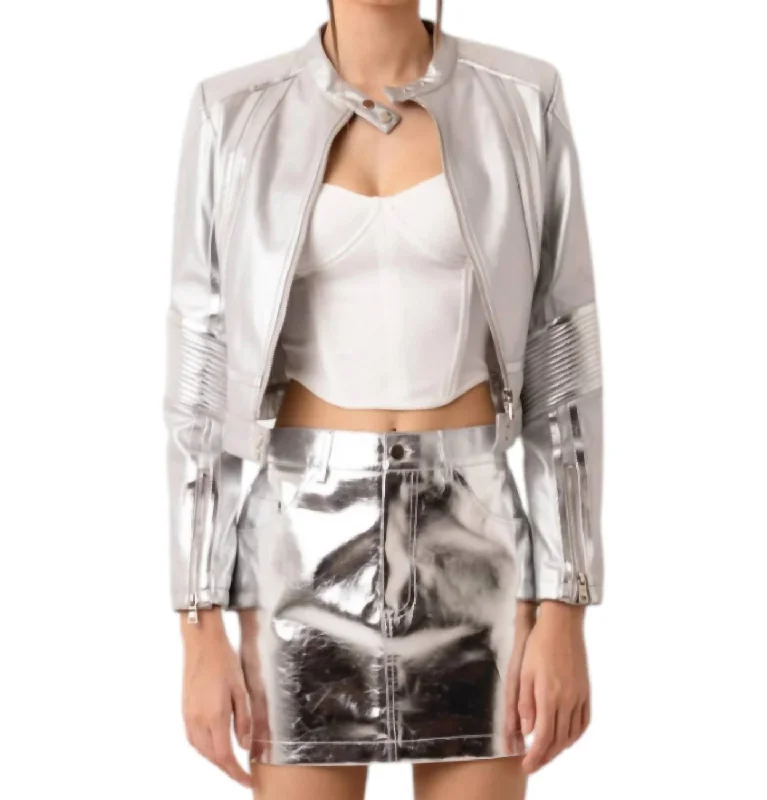 Shop Stylish Fashion At Unbeatable Prices Now Cindy Racer Jacket In Silver