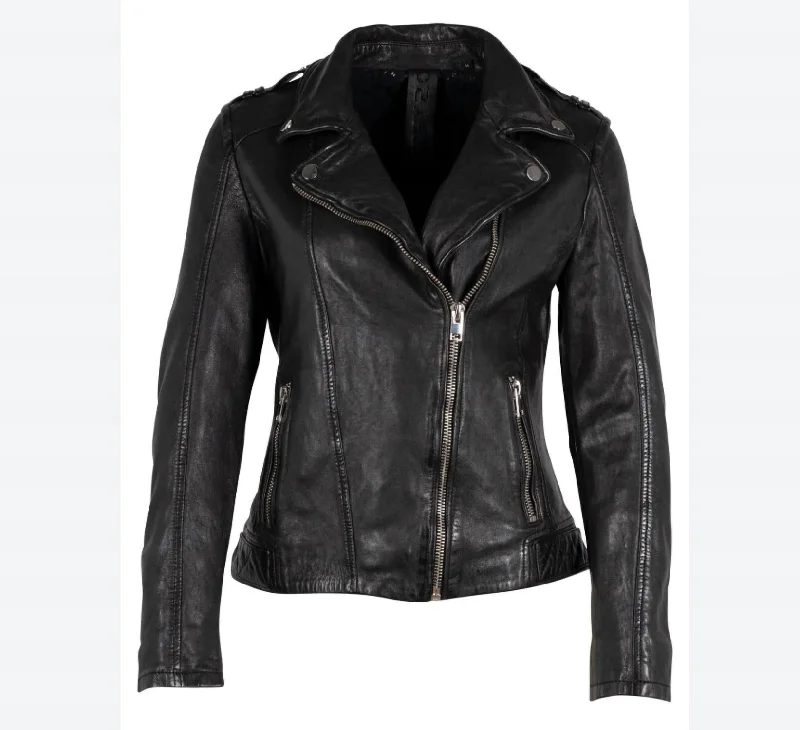 Formal Clothing For Women Women's Narin Leather Biker Jacket In Black