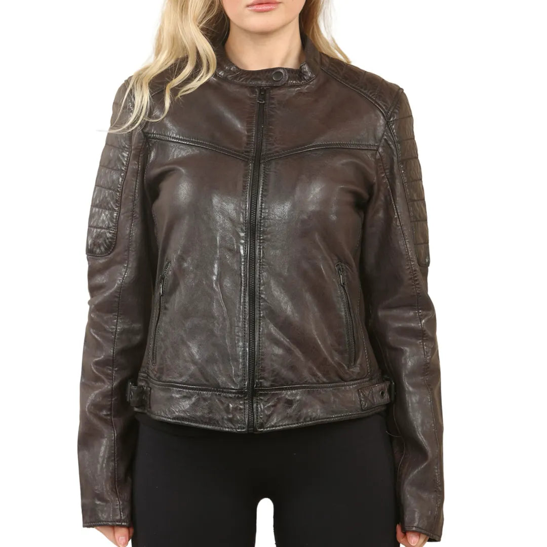 Women's High-Fashion Garments Retro Quilted Leather Biker Jacket