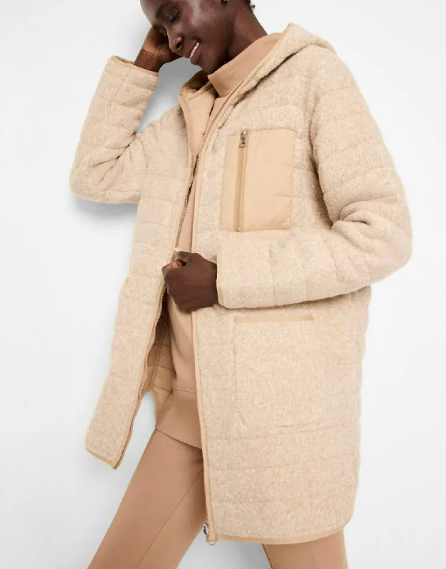 Women's Clothes And Apparel Hooded Quilted Reversible Coat In Neutral Multi