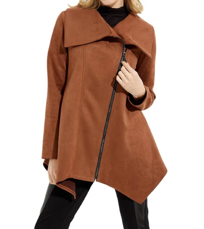 Affordable Luxury Women's Apparel Faux Suede Jacket In Toffee