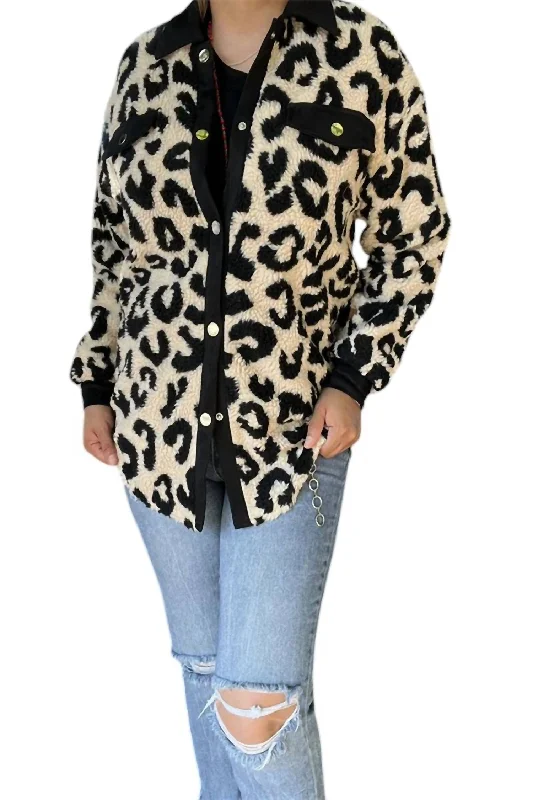 Women's Garments Leopard Coat In Beige/black