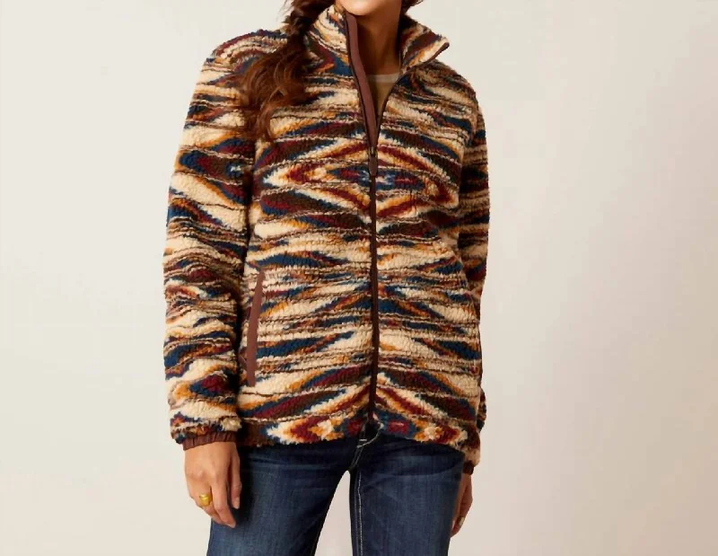 Elegant Clothing For Women Chimayo Fleece Jacket In Sunset Saltillo