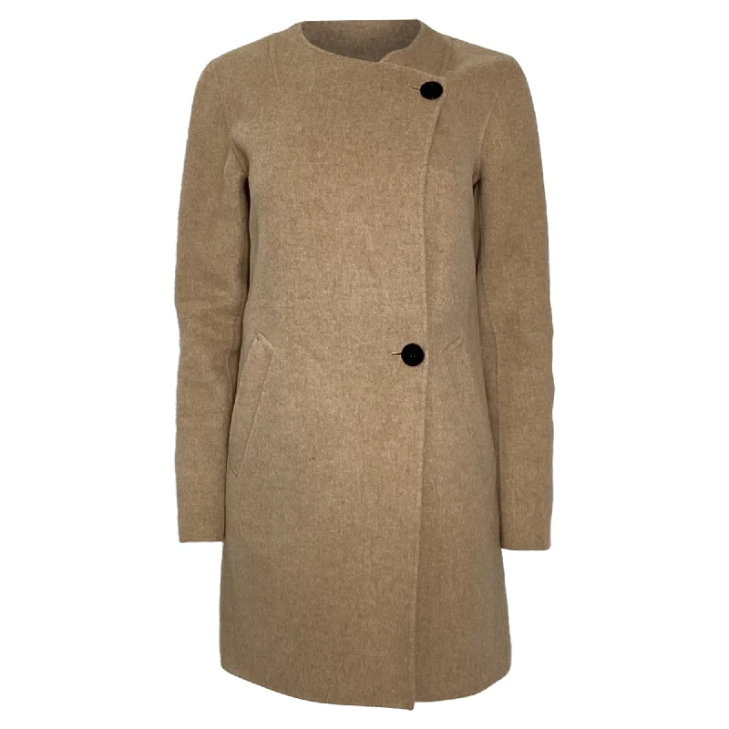 Women's Travel Garments Theory Short-Length Coat in Brown Wool