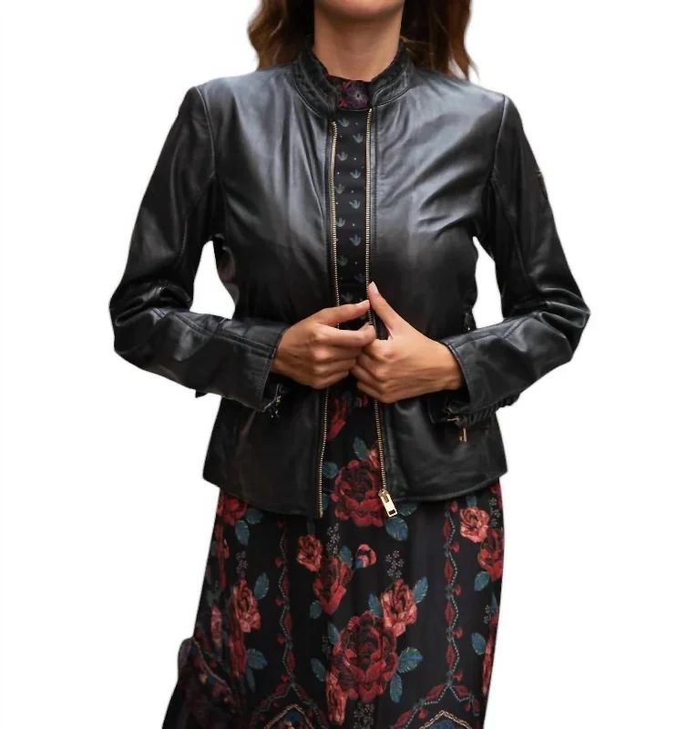 Women's Workout Clothing Galina Leather Jacket In Black