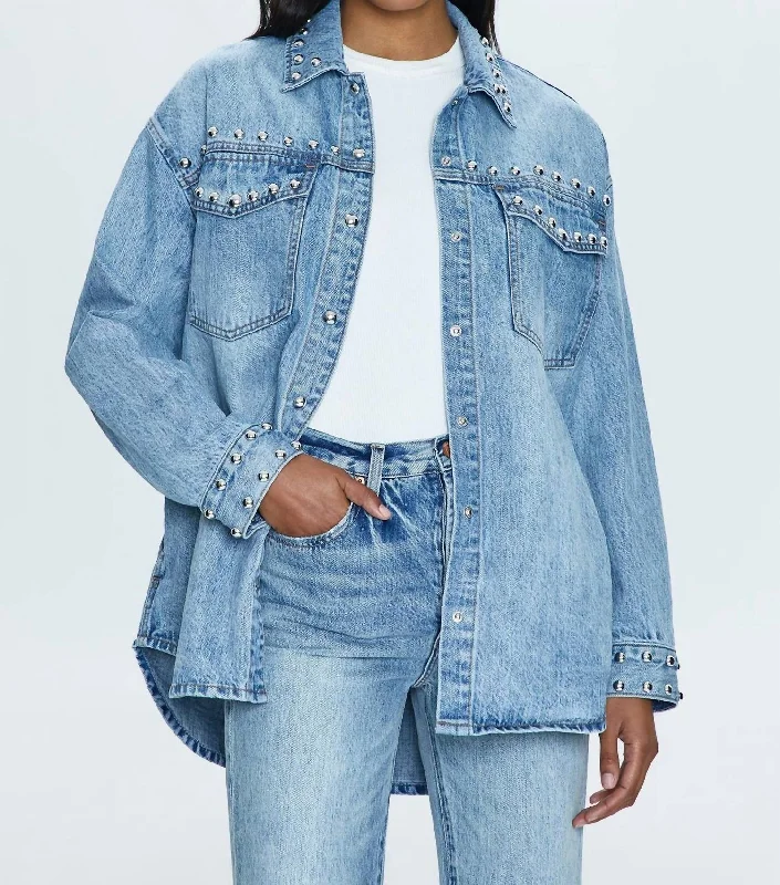 Women's Outerwear Garments Mandy Denim Shacket In Satellite