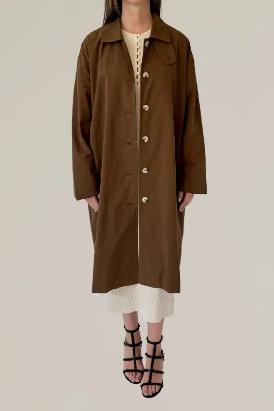 Women's Comfortable Apparel Modern Trench Coat In Cognac