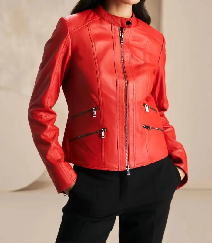 Stylish Fashion Clearance – Last Chance To Save Avery Biker Jacket In Red