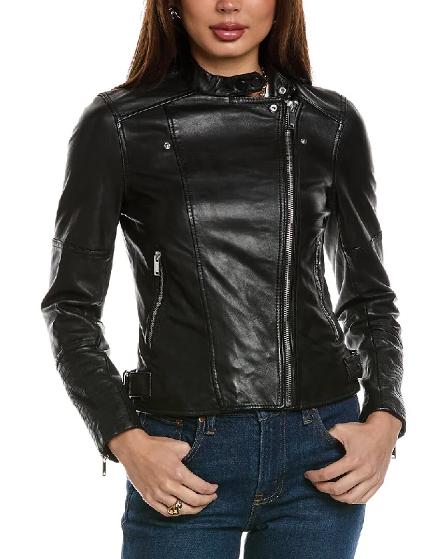 Women's Stylish Professional Garments Reiss Tallis Leather Biker Jacket