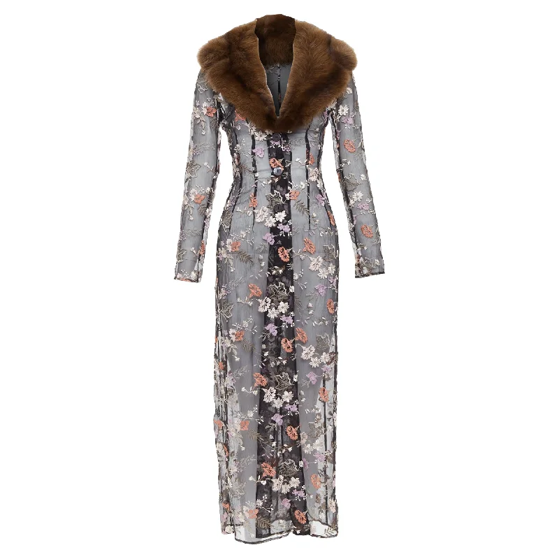 Everyday Fashion Dolce Gabbana fur oriental floral embroidery coat