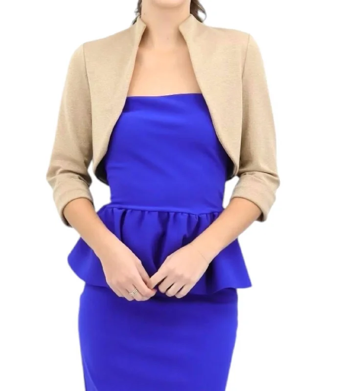 Women's Clothes For The Office Mativel Sugar Jersey Bolero Jacket In Dune