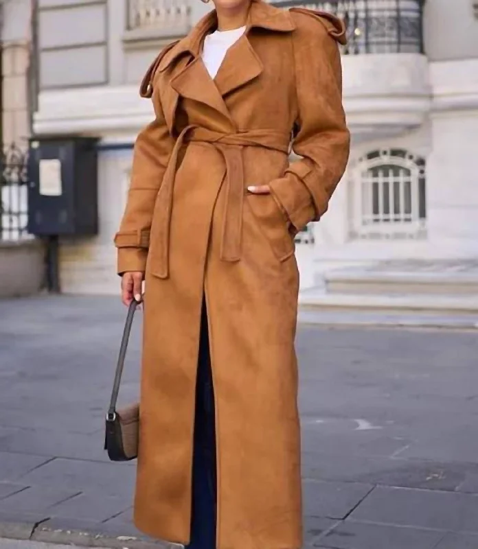 Stylish Women's Outerwear Apparel Classic Trench Coat In Camel