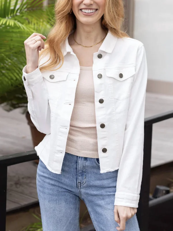 Chic And Affordable Fashion – Limited-Time Offers Soft Wash Denim Jacket In White