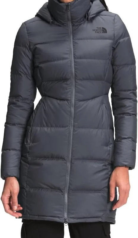 Women's Work Outfit For The Office Metropolis Parka Jacket In Vanadis Grey