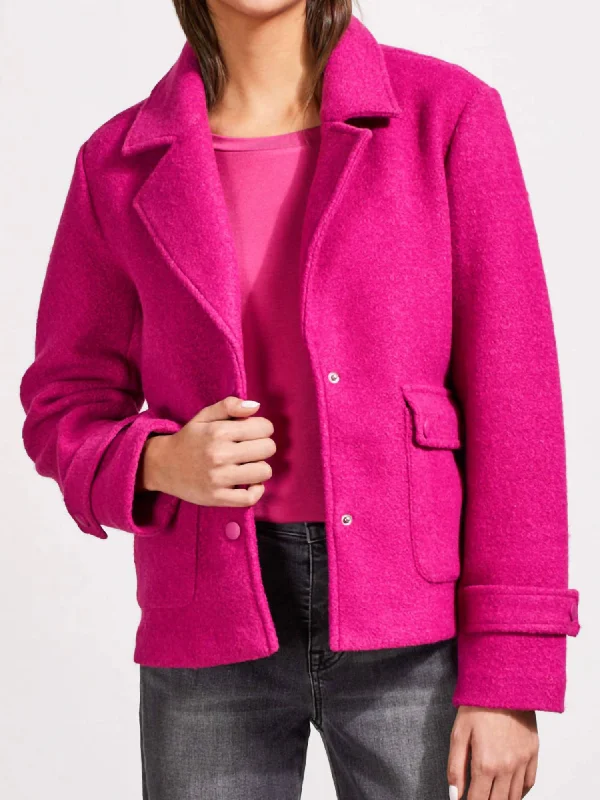 Women's Charming Outfit For Events Snap Front Peacoat In Deep Magenta