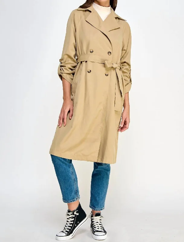 Women's Clothing Apparel Sets Statement Trench Coat In Khaki