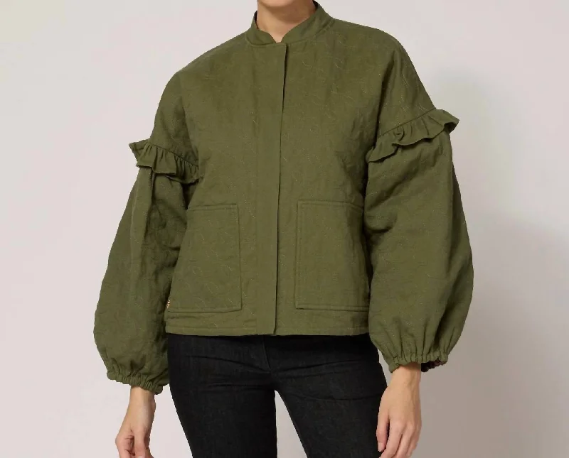 Women's Evening Wear Outfit Bobbi Reversible Jacket In Army Green/juliet