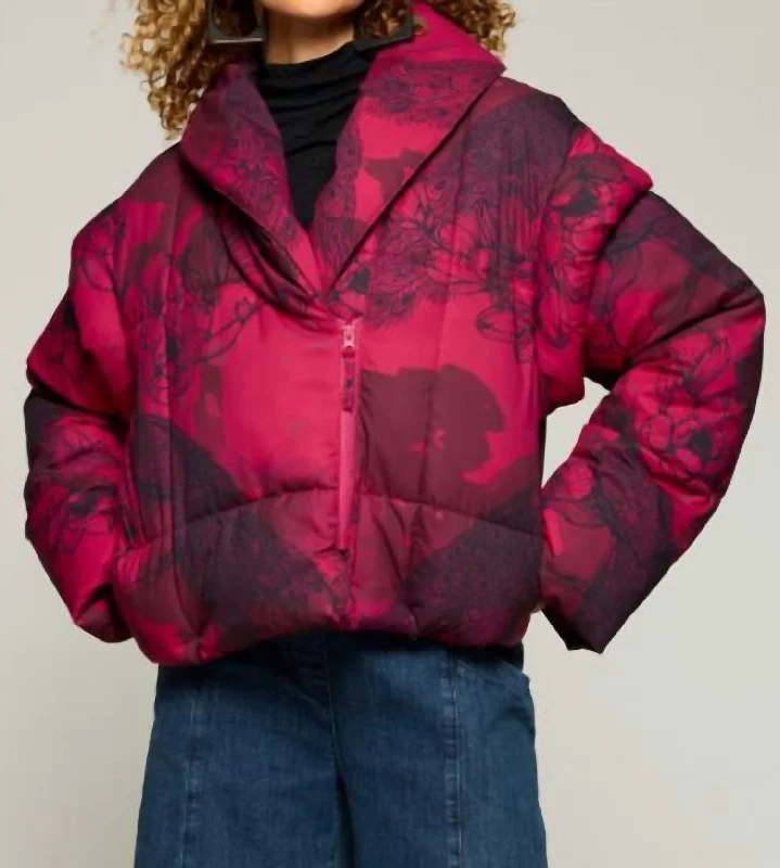 Limited-Time Clothing Sale – Grab Your Favorites Today Peacock Puffer Jacket In Pink