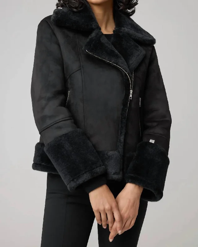 Trendy Outfits At Exclusive Discounts – Don't Miss Out Phoebe Faux Shearling Jacket In Black