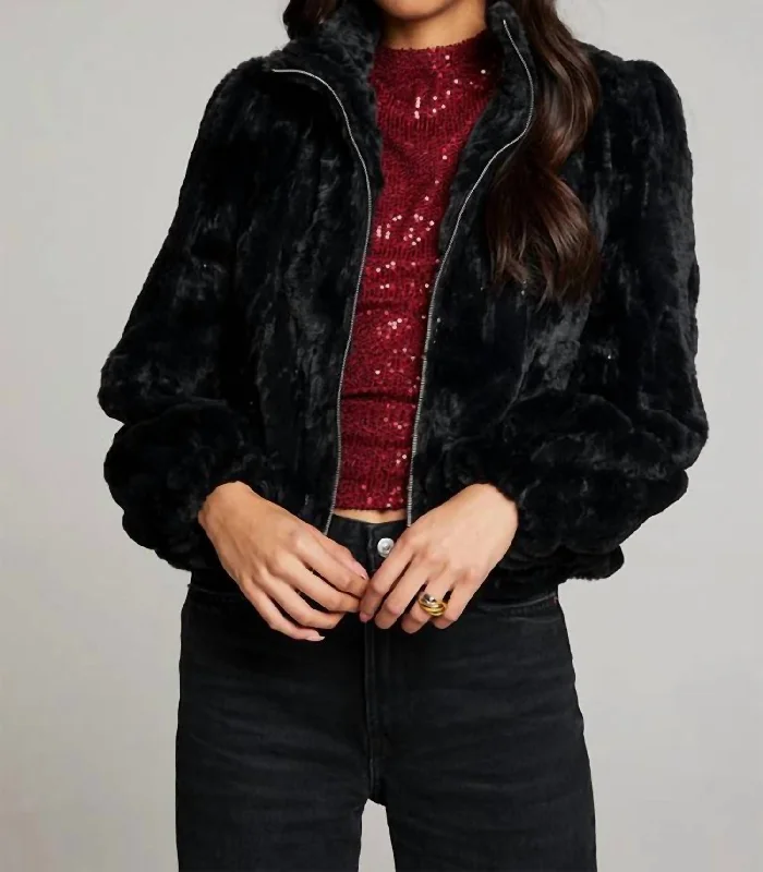 Trendy Clothing, Unbeatable Disco Sequin Faux Fur Coat In Licorice