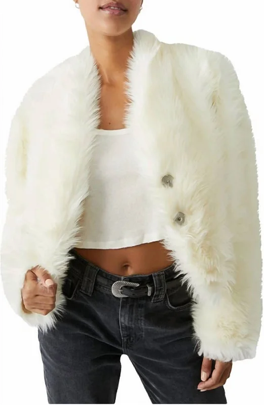 Women's High-Fashion Apparel All Night Fur Jacket In Sugar