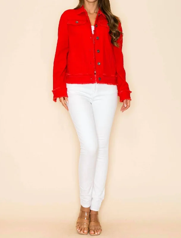 Women's Casual Apparel Sequin Heart Jacket In Red