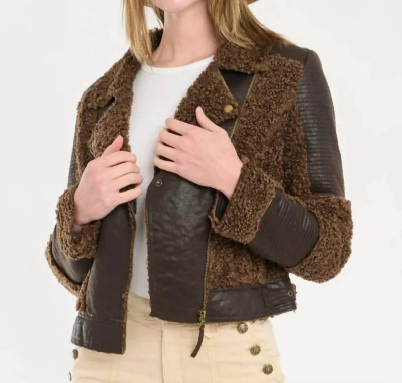 Plus-Size Women's Clothing Gian Shearling Jacket In Dark Roast