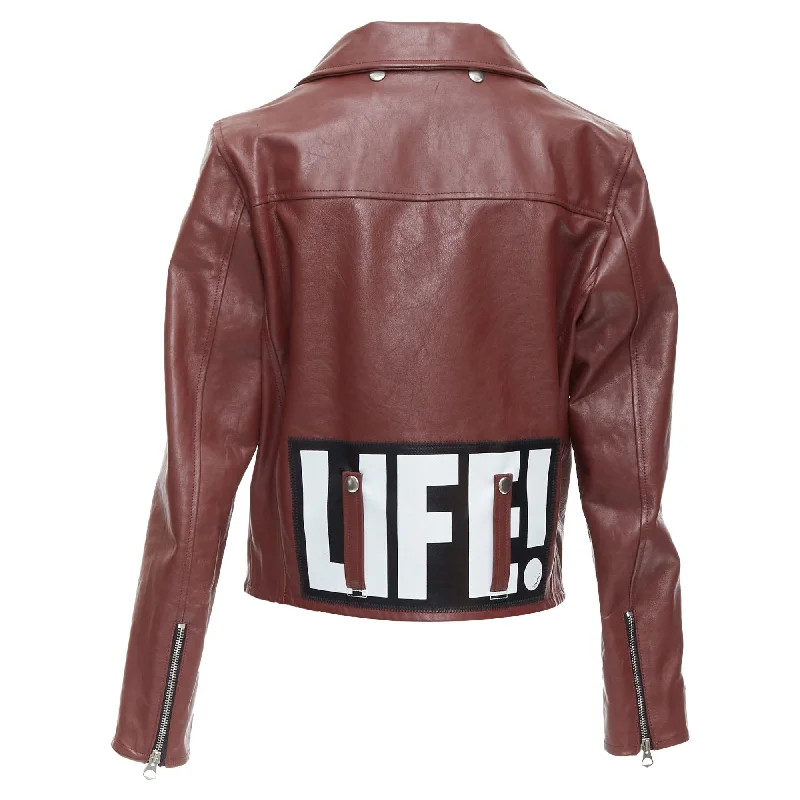 Women's Vacation Outfit Set Golden Goose life calfskin leather cropped biker jacket