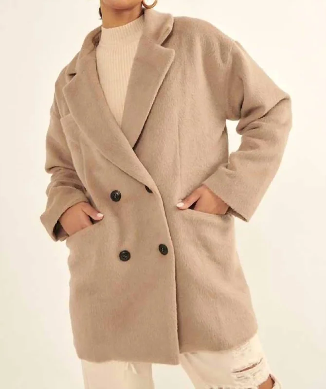 Women's Trendy Casual Clothes Double Breasted Overcoat In Stone