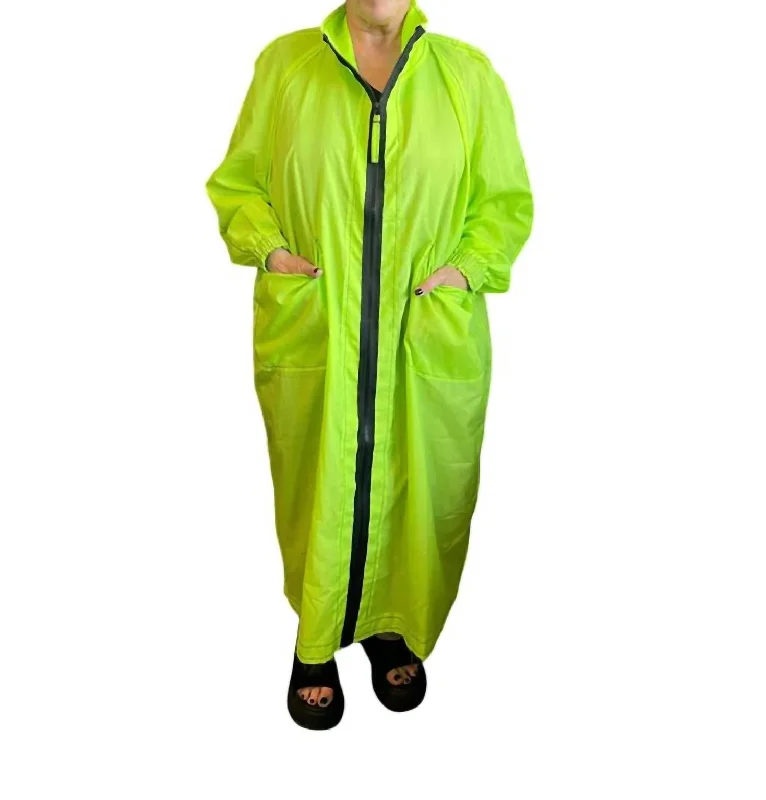 Women's High-End Clothing Bb58 Zip-Front Long Coat In Lime