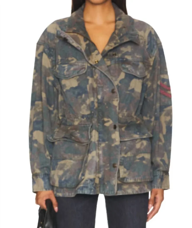 Women's Evening Apparel Arya Camo Utility Jacket In Dusty Olive Combo