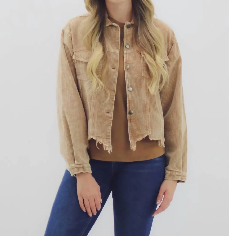 Flash Sale – Stunning Outfits At Exclusive Prices Cropped Corduroy Jacket In Tan